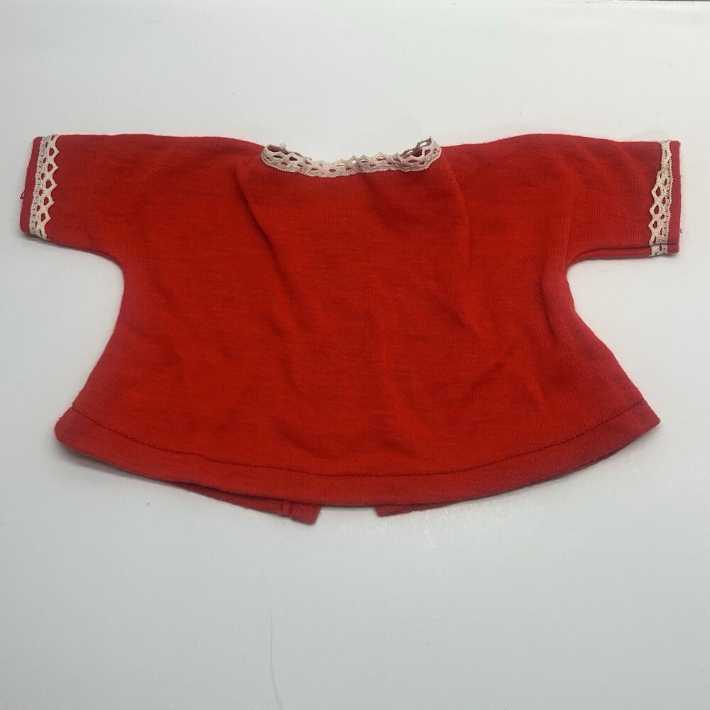 vintage vogue dolls clothes red dress long sleeve top lace trim made in usa‎